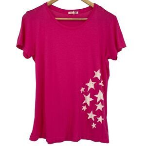 Sundry Pink Crewneck Pullover with Stars Basic Top
